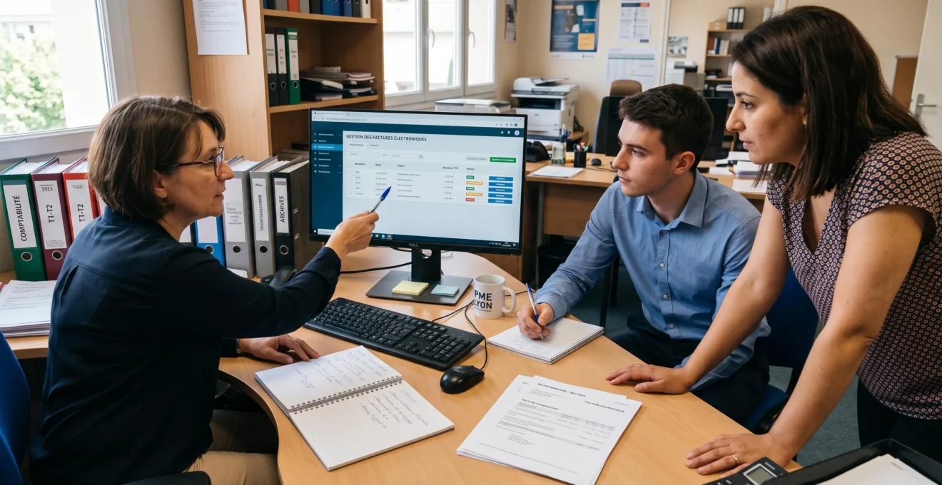 Équipe comptable de PME en formation à la facturation électronique